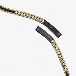 Équipement d'équitation en cuir de selle noir durable Bande de sourcils de cheval décorative à 3 rangées de cristaux noirs et clairs Strass Bling - Product Image 2