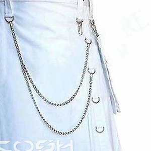 กระโปรงผ้าฝ้ายสีขาวอเนกประสงค์ทำด้วยมือพร้อมโซ่โครเมี่ยมแบบถอดออกได้จากผู้จำหน่ายปากีสถาน - Product Image 5