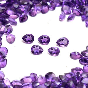 พลอยควอตซ์ทรงลูกแพร์ตัดขนาด5x3มม. พลอยอเมทิสต์แอฟริกันธรรมชาติคุณภาพ AAA หลวมสำหรับการทำเครื่องประดับ - Product Image 1