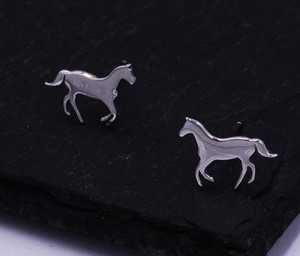 925 <b>Sterling</b> <b>Silver</b> Gold Minimalist Horse <b>Stud</b> Earrings Cute Fun Quirky Animal Jewelry Nature Inspired Galloping Horse Party - Product Image 3