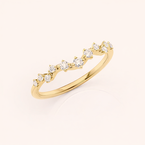 Anillo de Boda con Corona de Diamantes Cultivados en Laboratorio con Certificación IGI, Oro Rosa/Blanco y Amarillo de 14K, Banda de Tiara Curva con Diamantes - Product Image 4