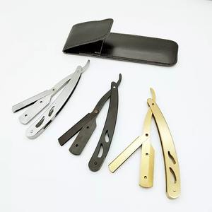 Oferta Especial: Cuchillas de Afeitar Profesionales Desechables de Acero Inoxidable de Alta Calidad con Mango de Madera para Barbería - Product Image 1