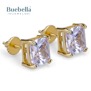 Boucles d'oreilles Offre Spéciale en argent sterling 925 14 carats en or blanc coupe rayonnante style hip hop pour hommes - Product Image 1