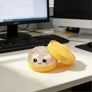 2026 Hot Glitter Squishy Dumpling Fidget Toy, Cute Smile Face Stress Relief <b>Squeeze</b> <b>Ball</b> with Steamer Box for Kids Adults - Product Image 6