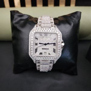 Montres de luxe en acier inoxydable avec diamants, mouvement japonais, entièrement serties de moissanite, qualité inégalée, étincelantes, mode, verre à quartz - Product Image 5