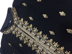 Trendmalls Femmes Ethnique Georgette Net Broderie Salwar Costume Ensemble Kurta Lehenga Dupatta (G80-Black) pour les Occasions de Mariage Tous - Product Image 6