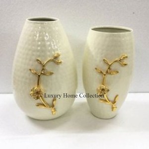 Strips Round Shape Home Decor Vase Golden Color Tabletop and Floor Decorative <b>Artificial</b> or Original <b>Flower</b> Pots <b>Large</b> Shape - Product Image 6
