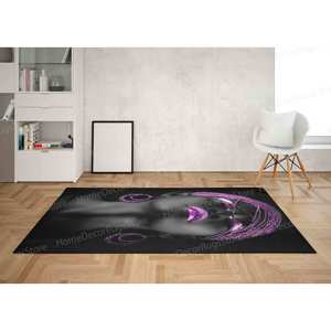 Alfombra Estampada Brillante - Diseño Étnico en Morado, Textura Chenilla, Alfombra de Terciopelo de Lujo - Product Image 2