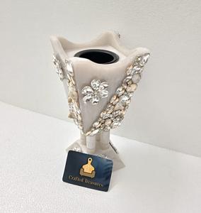 Brûleur d'encens en résine époxy au design créatif, luxueux, orné de grands cristaux de strass floraux, fait main, écologique, noir - Product Image 6