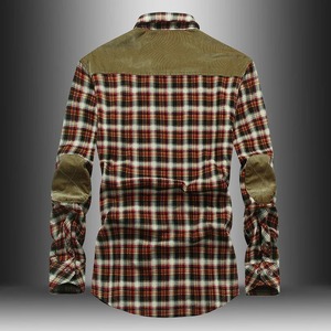 Chemise en coton décontractée élégante pour homme, automne-hiver, doublure en polaire à carreaux épaisse, manches longues, coupe ample, chemise longue décontractée - Product Image 6