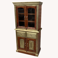 Almirah en bois naturel bois Design classique autoportant Almirah armoire en verre armoire polie pour la décoration de la maison et du bureau