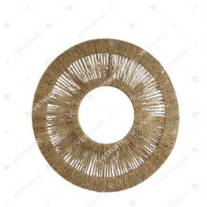 Espejo de Mimbre Estilo Boho Vietnamita, Espejo de Jacinto de Agua y Pasto Marino para Colección - Product Image 2