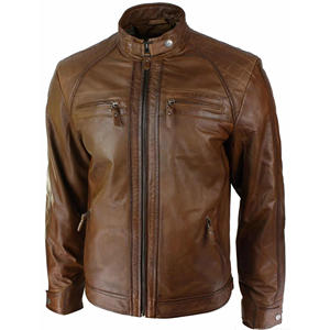 แจ็คเก็ตหนังผู้ชายแบบวินเทจคุณภาพสูง ดีไซน์สตรีทแฟชั่น รุ่นใหม่ล่าสุด ปี 2025 กันน้ำ เป็นมิตรกับสิ่งแวดล้อม เหมาะสำหรับขี่มอเตอร์ไซค์ ขายดี - Product Image 1