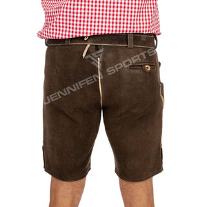 Nouveau Style hommes court Lederhosen cuir de vachette daim sur les boutons de broderie avant fermeture côtés et poches arrière avec boucles de ceinture - Product Image 6