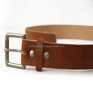 HIGH QUALITY <b>TANNED</b> LEATHER CASUAL <b>BELT</b> LUXURY BROWN LEATHER WITH SOLID BRASS NICKEL PLATED BUCKLE - Product Image 6