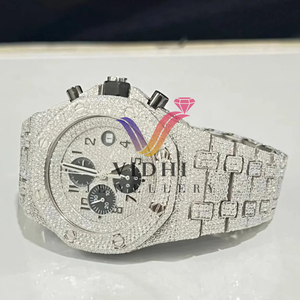 Vidhi đồ trang sức Tự động đồng hồ cơ khí cho nam giới hip hop phong cách phòng thí nghiệm Grown Iced Bust kim cương Tester Silicone ban nhạc Glass quay số - Product Image 5