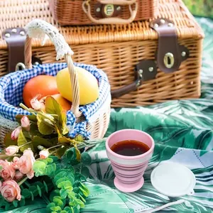 Gobelet pliable en silicone multicolore avec lignes de mesure, corde de connexion, 200 ml, réutilisable, pour les voyages, le camping, la randonnée, les sports - Product Image 3