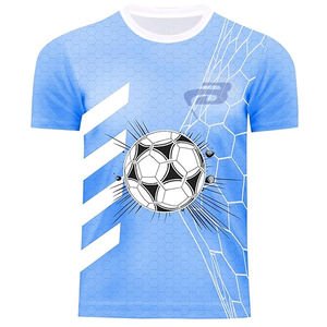Uniforme de Fútbol Profesional, Conjunto Impreso 100% Poliéster, Azul Cielo y Blanco, Ligero, de Secado Rápido, Transpirable, Geométrico - Product Image 2