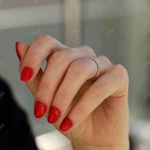 Anillo de Boda de Moissanita Ultrafino de 1.2 mm, Anillo de Boda con Micropavé, Anillo de Diamantes de Oro de 18k de la Mejor Calidad, Estilo Clásico Simple - Product Image 2