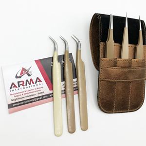 Pince à épiler semi-incurvée en acier inoxydable de marque privée haute performance Excellente isolation Pointe en fibre pointue - Product Image 4