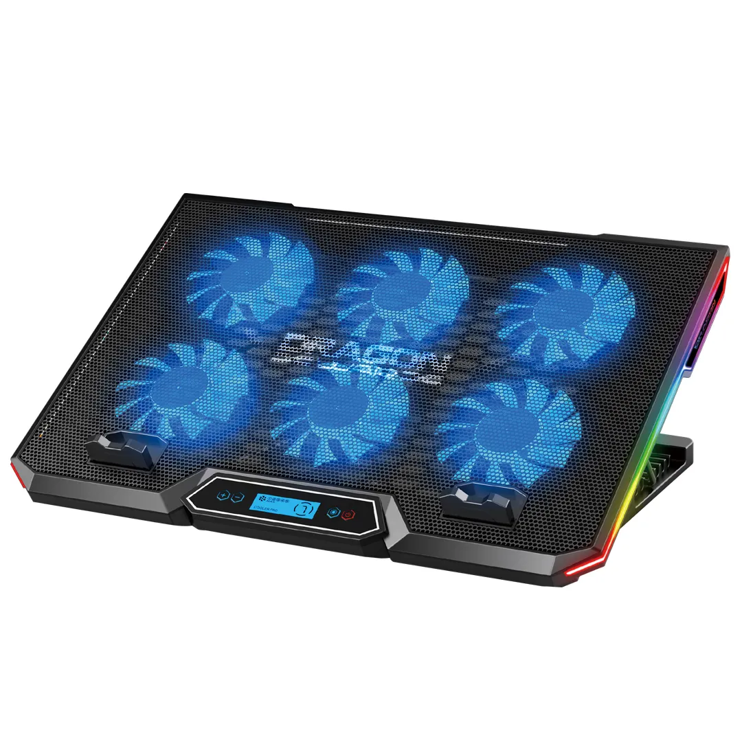 Private mold new design RGB 6 quiet fans touch control panel backlit notebook laptop cooling pad