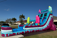 Toboggan aquatique gonflable double piste sur le thème du sport, en PVC, certifié CE, facile à installer, idéal pour la location et les fêtes