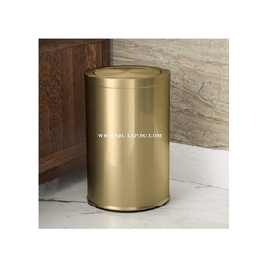Handmade Home Decorative Dust Bin Metal Gold Coated Trash Can Garbage Basket New Waste Bin Brass Finished Living Room Waste Bin - Product Image 1
