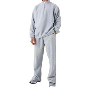 Oversized Quarter Zip <b>Funnel</b> Neck Fleece 100% Cotton Breathable High Quality Tracksuit Joggers Set Customize OEM Logo 2026 - Product Image 1