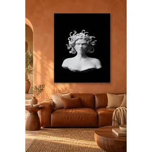Buste de Méduse blanche sur fond noir, impression sur toile - Product Image 2