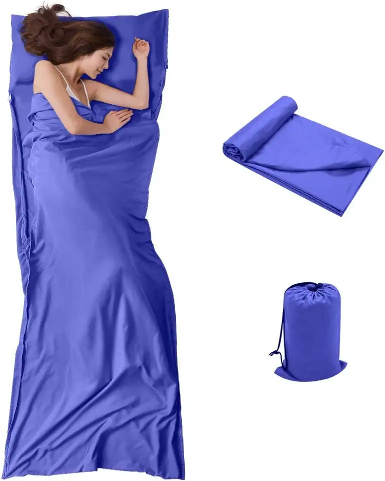 WOQI uyku tulumu astarı hafif kompakt uyku tulumu çuval taşınabilir temiz seyahat levha fermuarlı açılış ayaklar için