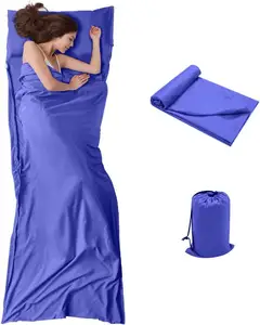 WOQI Sleeping Bag Liner Lightweight Compact Sleeping Bag Sack Portable Clean Travel Sheet With Zippered Opening For The Feet
