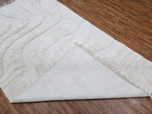 Tapis blanc ivoire en coton tissé à la main décor bohème écologique tapis de salon de cuisine extérieure - Product Image 2