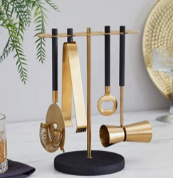 Juego de herramientas de barra de mango hecho a mano de lujo de acero inoxidable Premium oro rosa elegante Herramienta de mezcla de cóctel duradera colador Jigger - Product Image 5