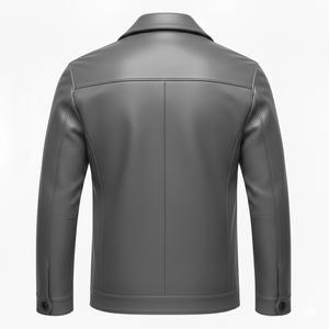 Manteau long en cuir pour homme haut de gamme, col en toile, mode de rue moderne - Product Image 2