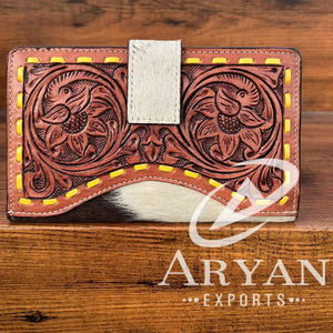 ร้อนขายแกะสลักมือเครื่องมือกระเป๋าสตางค์คลัทช์สไตล์ของแท้หนัง Cowhide กระเป๋าสตางค์ขนหลายใช้กระเป๋าสตางค์หนังตะวันตก - Product Image 1