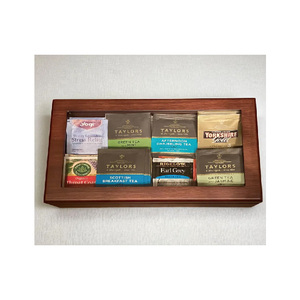 Boîte à thé en bois faite à la main : Coffret de rangement à 8 compartiments - Product Image 4
