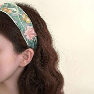 Floral Embroidered <b>Headband</b> Linen Turban Cute Flower Garden Embroidery Hairband Vintage Hair Accessories OEM Made in Vietnam - Product Image 2
