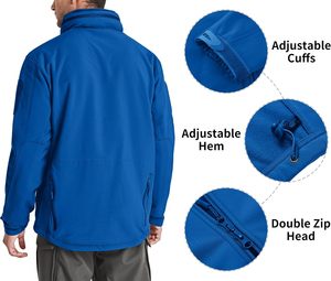 Vestes d'extérieur pour hommes en softshell imperméable et léger, 100% polyester, logo personnalisé, respirantes, fermeture éclair debout, pour la chasse en hiver - Product Image 4
