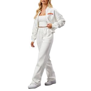 Wholesale Crop Top Zip Up Women's Hoodie Oversized <b>Drop</b> Shoulder 100% Cotton 300GSM Easy Fit Women's Tracksuit - Product Image 1