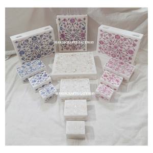 กล่องเครื่องประดับทรงสี่เหลี่ยมผืนผ้า งานฝีมือ ขายดี ผลิตจากหินอ่อนสีขาวธรรมชาติ ประดับด้วยมุก ใช้เป็นของขวัญงานแต่งงาน - Product Image 1