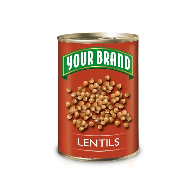 High Quality Made In Italy Your Brand Lentils in easy-open cans 24x400g Steamed Processing For Export