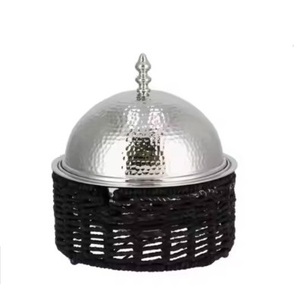 Marmite en métal à couvercle plaqué or avec base en bois serveur de nourriture au design moderne pour les fêtes de mariage vente à chaud - Product Image 2