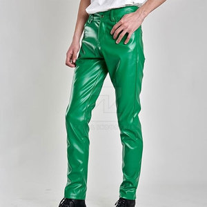 Pantalon en cuir pour homme avec logo personnalisé, service OEM, vêtement décontracté, couleur unie, léger, taille mi-haute, lavage foncé, respirant - Product Image 3