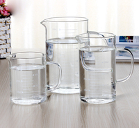 Ensemble de café et de thé PSC Classic fait main, écologique, en verre borosilicate de 500 ml, avec poignée pour un usage en voyage, soufflé à la bouche, résistant à la chaleur