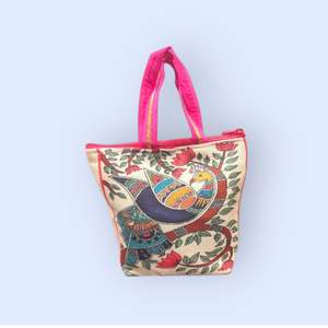 Bolso Tote de Moda con Diseño Tradicional Indio Hecho a Mano, con Cierre de Cremallera, Diseño Plegable, Dos Correas para Mujer, Uso en Exteriores - Product Image 4