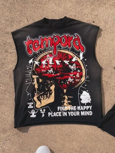 Camiseta sin Mangas para Hombre Tempora, Estampado de Calavera, Estilo Urbano, Cuello Redondo, Jersey de Algodón, Corte Regular, Logotipo en la Espalda - Product Image 2