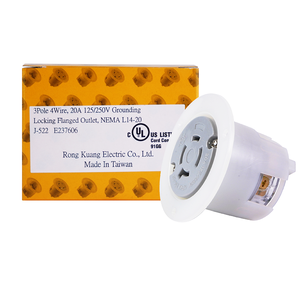 Prise à verrouillage rotatif Hubbell compatible J-522 et entrée à bride NEMA L14-20 industrielle 20A compatible NFC pour appareils à courant élevé - Product Image 6