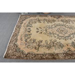 Clásico Beige marrón 6x9 pies lana Vintage alfombra turca tejido plano patrón de retazos para decoración para sala de estar respaldo de látex - Product Image 3