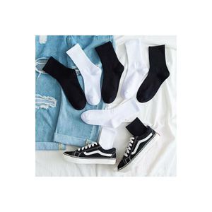 Unisex Sports <b>Socks</b> 6-Pack <b>Black</b> White 100% Cotton Customizable Logo Digital Printing Embroidery Features for Men Women Autumn - Product Image 1