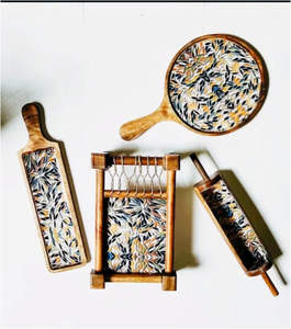 Hermoso diseño de madera de mango, juego de platos para servir aperitivos - Product Image 1